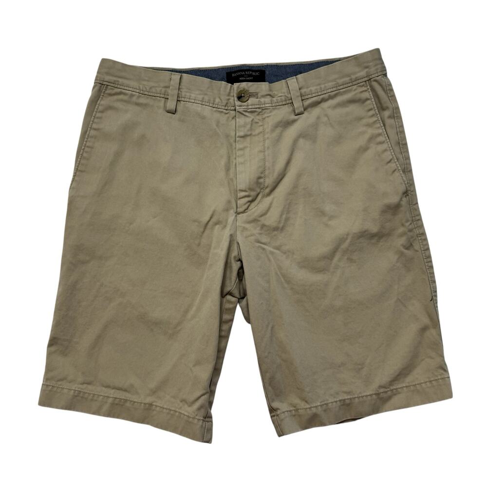 BANANA REPUBLIC Khaki Tan Aiden Short Size 31 Mens 100% Cotton Preppy Chino